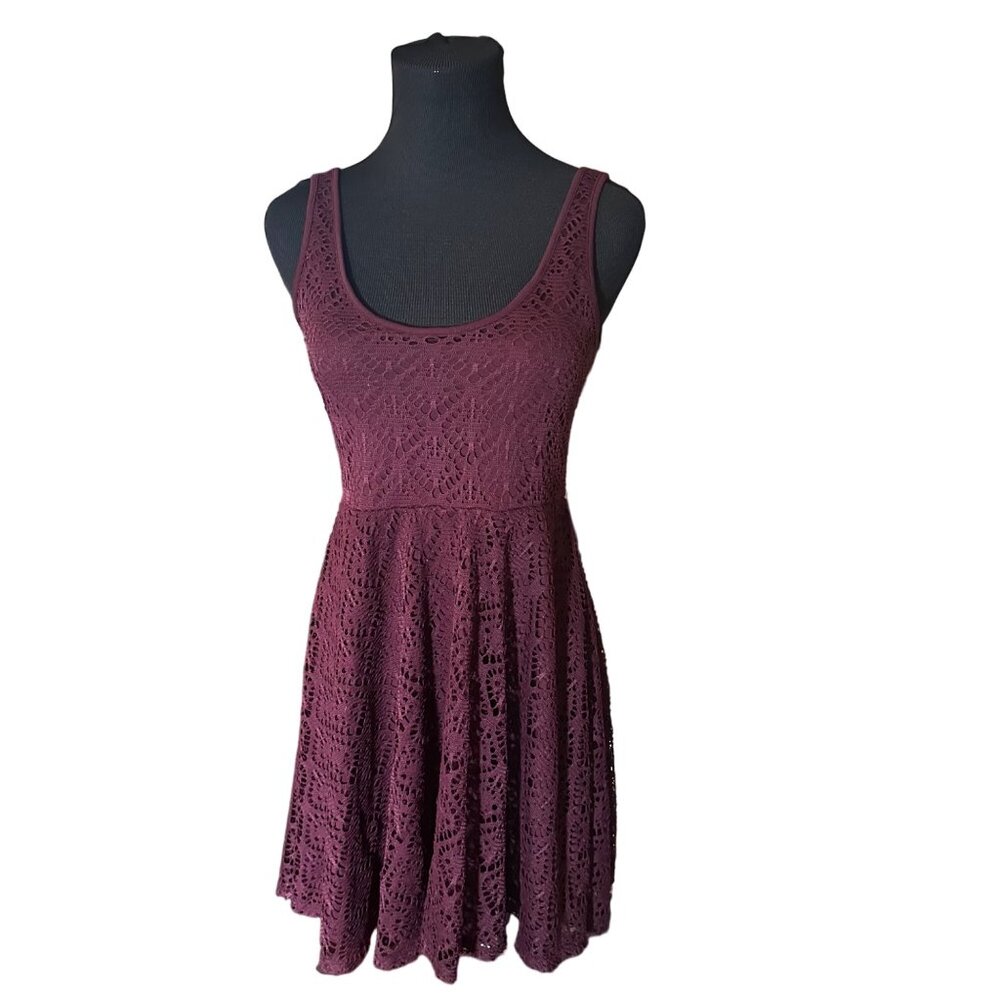 Aeropostale burgundy crochet lined dress size M